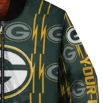 custom green bay packers bolt stripe green bomber jacket best selling