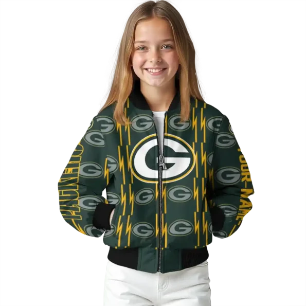 custom green bay packers bolt stripe green bomber jacket top rated