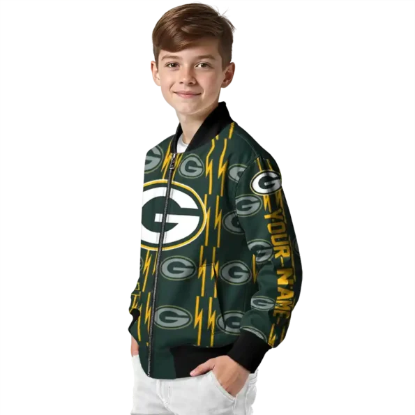custom green bay packers bolt stripe green bomber jacket trendy