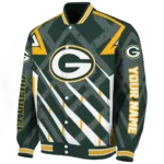 custom green bay packers chevron angles green varsity jacket best selling.webp