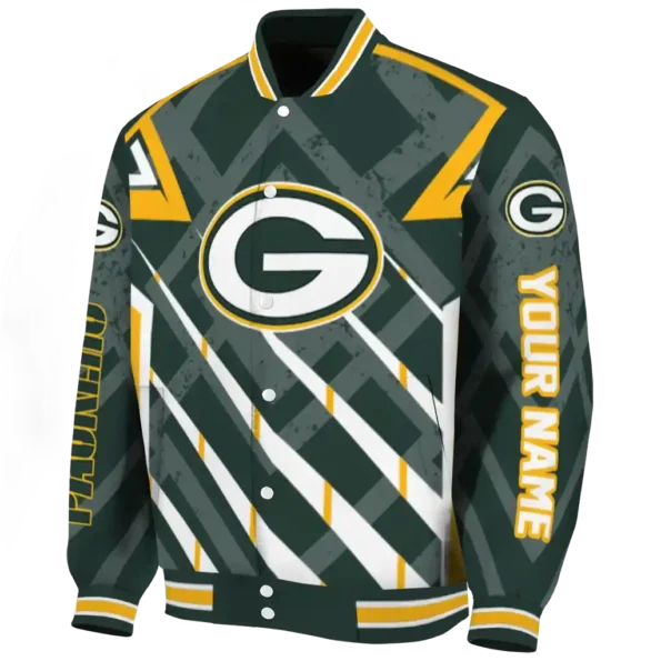 custom green bay packers chevron angles green varsity jacket best selling.webp