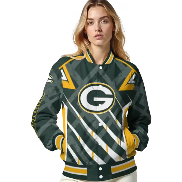 custom green bay packers chevron angles green varsity jacket latest model.webp