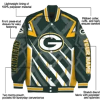 custom green bay packers chevron angles green varsity jacket best selling.webp