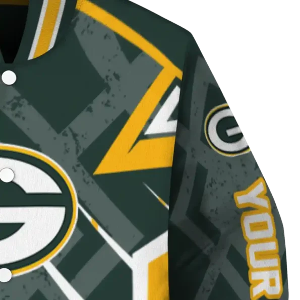 custom green bay packers chevron angles green varsity jacket premium grade.webp