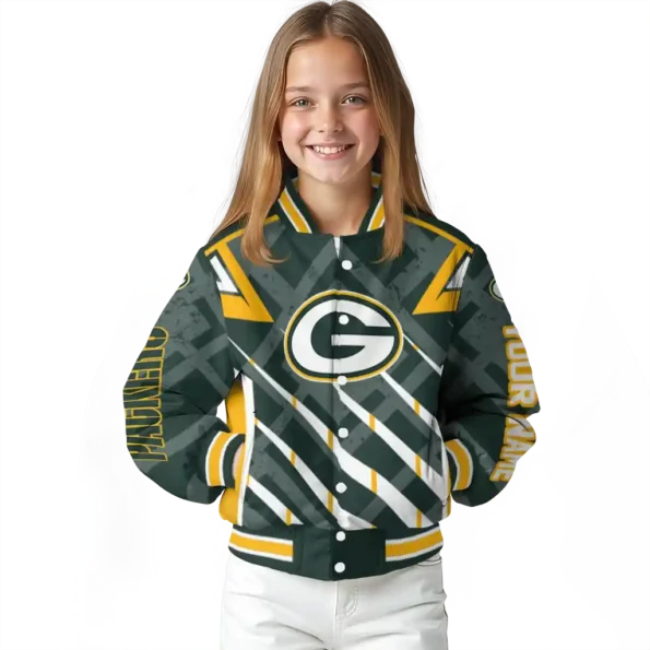custom green bay packers chevron angles green varsity jacket top rated.webp