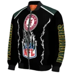 custom green bay packers claw blood green black bomber jacket best selling