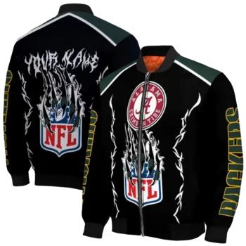 custom green bay packers claw blood green black bomber jacket fashion forward