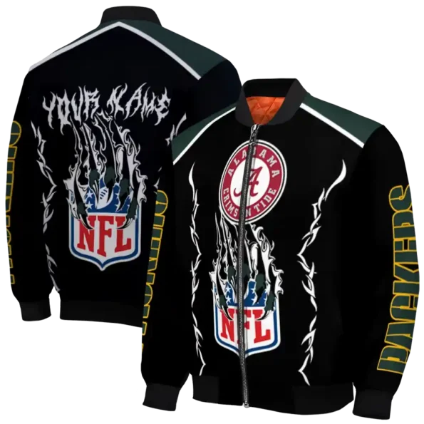 custom green bay packers claw blood green black bomber jacket fashion forward