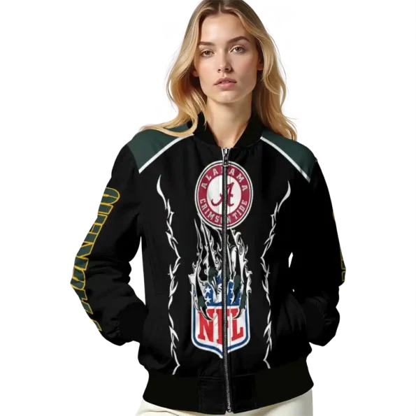 custom green bay packers claw blood green black bomber jacket latest model