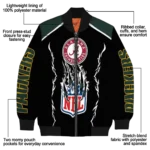 custom green bay packers claw blood green black bomber jacket best selling