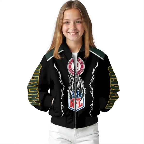 custom green bay packers claw blood green black bomber jacket top rated