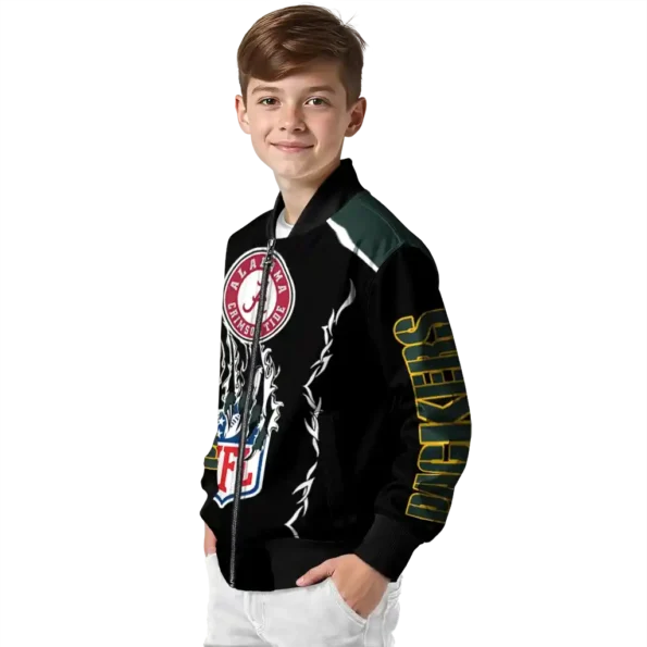 custom green bay packers claw blood green black bomber jacket trendy