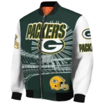 custom green bay packers ferris arena green white bomber jacket best selling