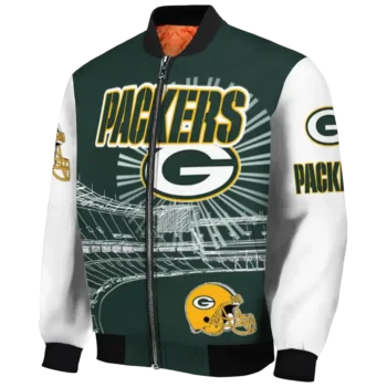 custom green bay packers ferris arena green white bomber jacket best selling