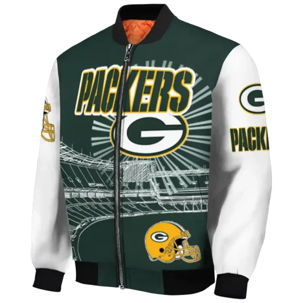 custom green bay packers ferris arena green white bomber jacket best selling