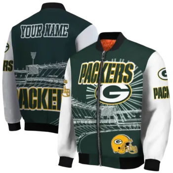 custom green bay packers ferris arena green white bomber jacket fashion forward