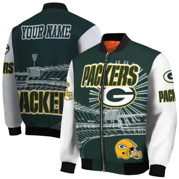 custom green bay packers ferris arena green white bomber jacket fashion forward