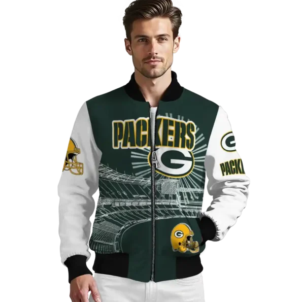 custom green bay packers ferris arena green white bomber jacket high quality