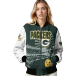 custom green bay packers ferris arena green white bomber jacket best selling