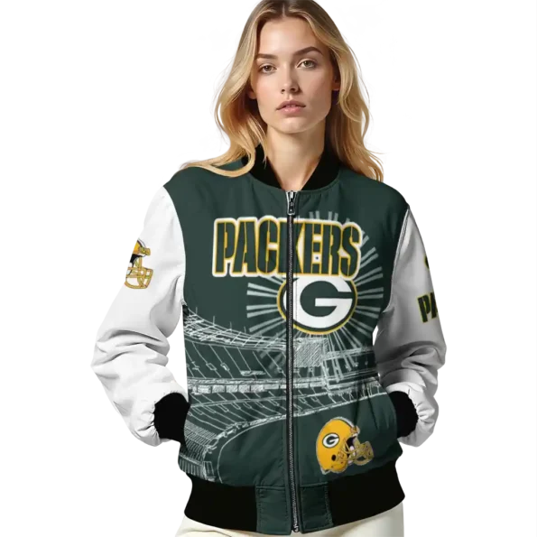custom green bay packers ferris arena green white bomber jacket latest model
