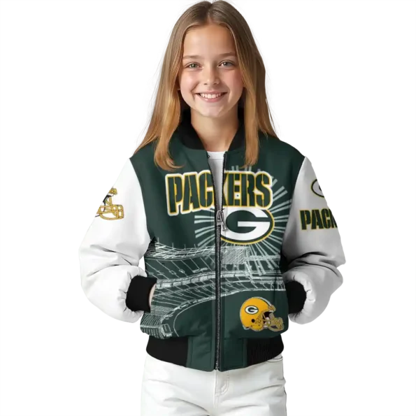 custom green bay packers ferris arena green white bomber jacket top rated