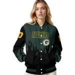custom green bay packers flame border green black varsity jacket best selling.webp