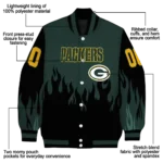 custom green bay packers flame border green black varsity jacket best selling.webp