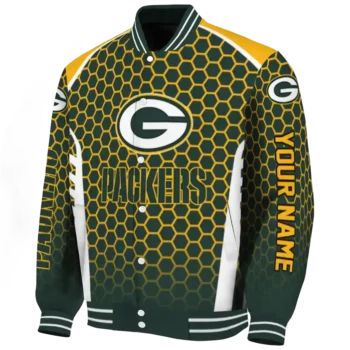 custom green bay packers hexagon grid green varsity jacket best selling.webp