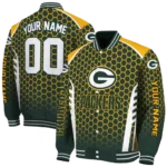 custom green bay packers hexagon grid green varsity jacket best selling.webp