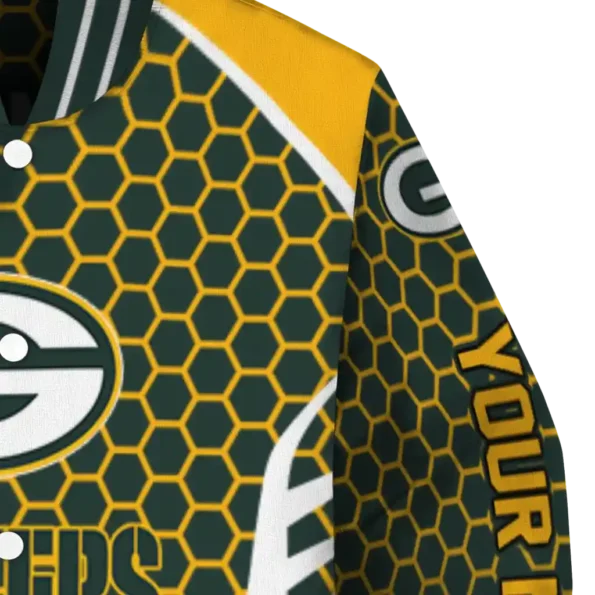 custom green bay packers hexagon grid green varsity jacket premium grade.webp