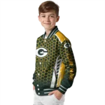 custom green bay packers hexagon grid green varsity jacket best selling.webp