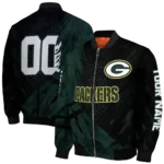 custom green bay packers hexagon mesh green black bomber jacket best selling