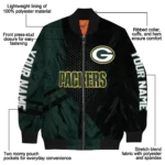custom green bay packers hexagon mesh green black bomber jacket best selling
