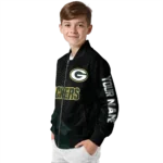 custom green bay packers hexagon mesh green black bomber jacket best selling