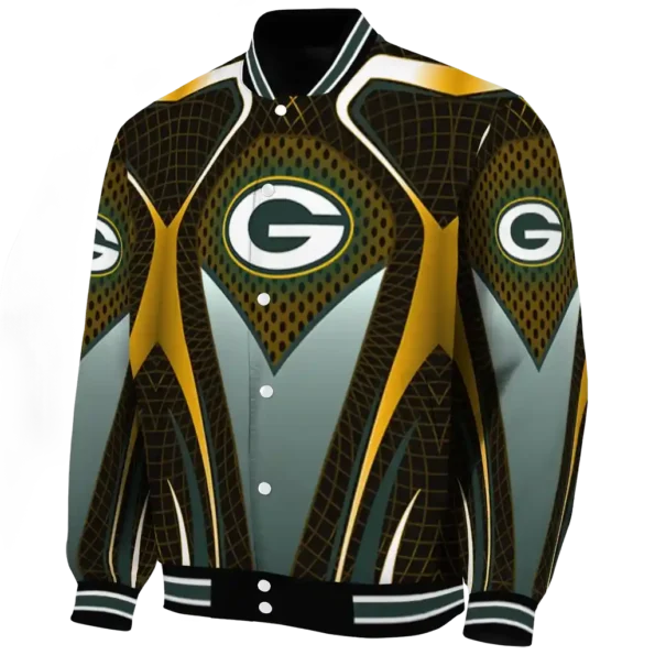custom green bay packers mesh chest yellow crocs black varsity jacket best selling.webp