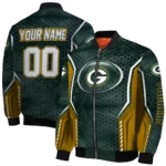 custom green bay packers power plate green bomber jacket best selling