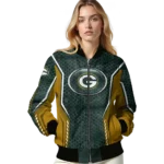 custom green bay packers power plate green bomber jacket best selling