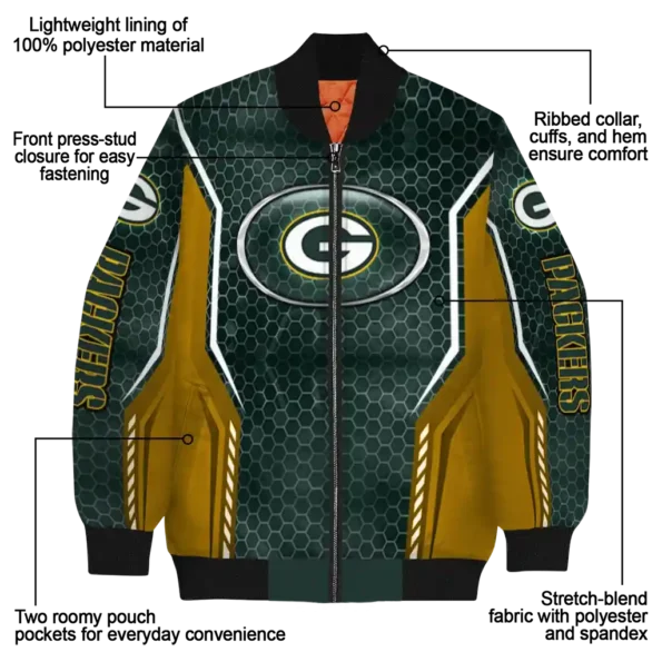 custom green bay packers power plate green bomber jacket new arrival
