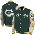 custom green bay packers razorback outline green nude varsity jacket best selling.webp