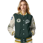 custom green bay packers razorback outline green nude varsity jacket best selling.webp