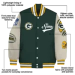 custom green bay packers razorback outline green nude varsity jacket best selling.webp