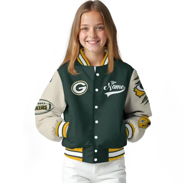 custom green bay packers razorback outline green nude varsity jacket top rated.webp