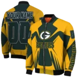 custom green bay packers spider mark green yellow crocs bomber jacket best selling