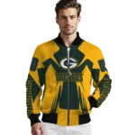 custom green bay packers spider mark green yellow crocs bomber jacket best selling