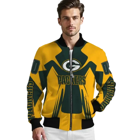 custom green bay packers spider mark green yellow crocs bomber jacket high quality