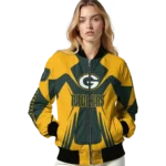 custom green bay packers spider mark green yellow crocs bomber jacket best selling