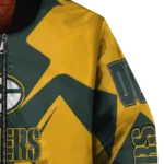 custom green bay packers spider mark green yellow crocs bomber jacket best selling