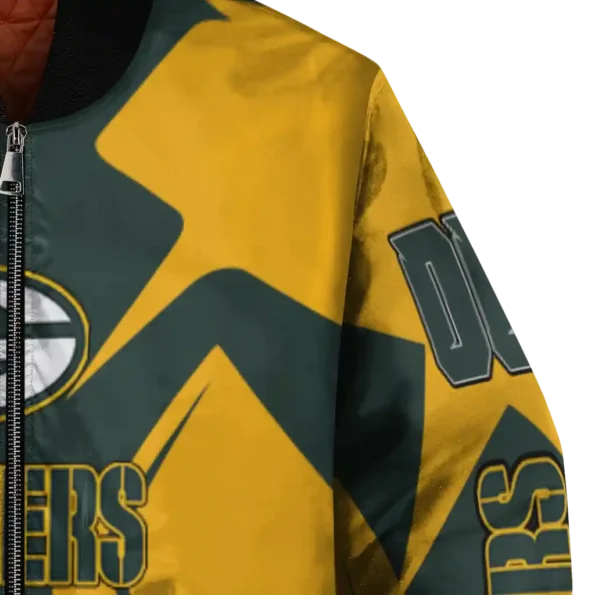 custom green bay packers spider mark green yellow crocs bomber jacket premium grade