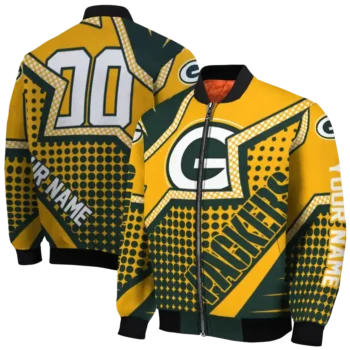 custom green bay packers star burst green bomber jacket fashion forward
