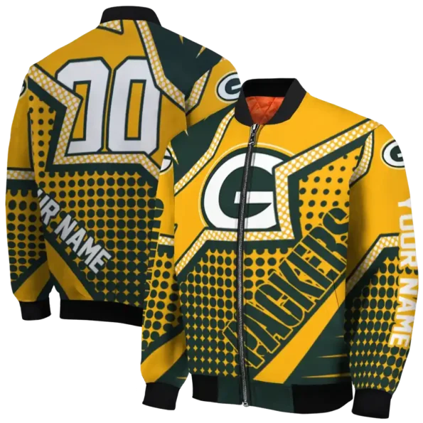 custom green bay packers star burst green bomber jacket fashion forward